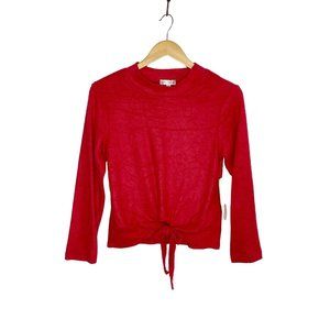 NEW Ava & Yelly Plush Mock Neck Sweater with Keyhole Tie Front Size XL
